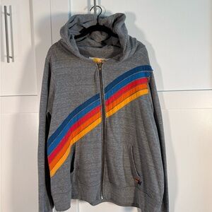 Aviator Nation Gray Hoodie with Vibrant Stripes